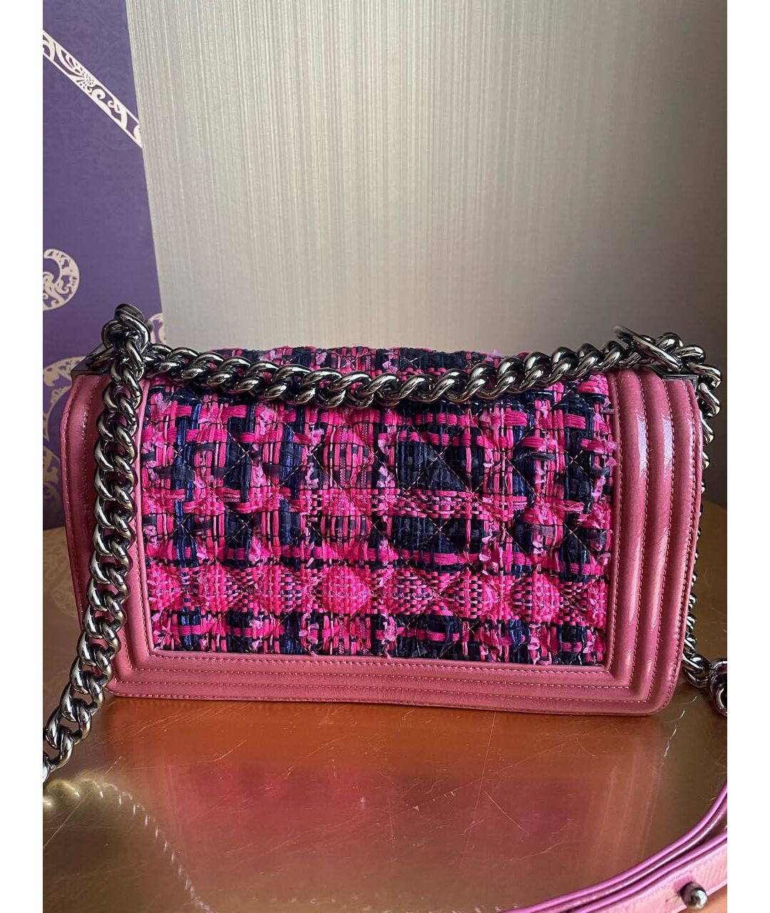 CHANEL PRE-OWNED Розовая сумка через плечо из лакированной кожи, фото 3