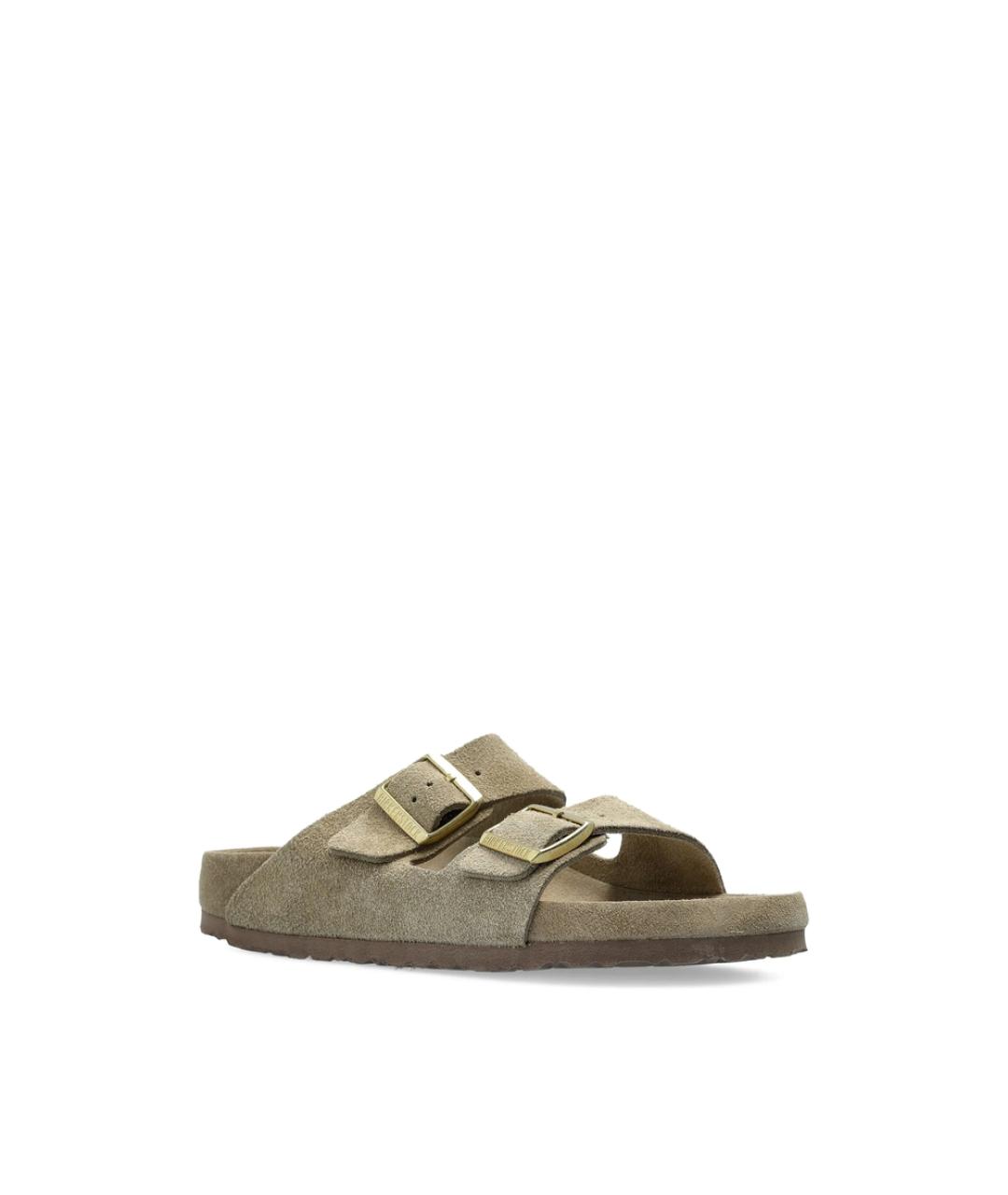 BIRKENSTOCK Коричневые кожаные шлепанцы, фото 2