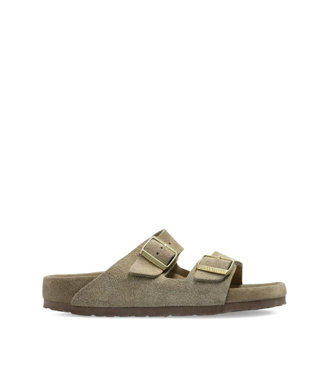 BIRKENSTOCK Коричневые кожаные шлепанцы, фото 1