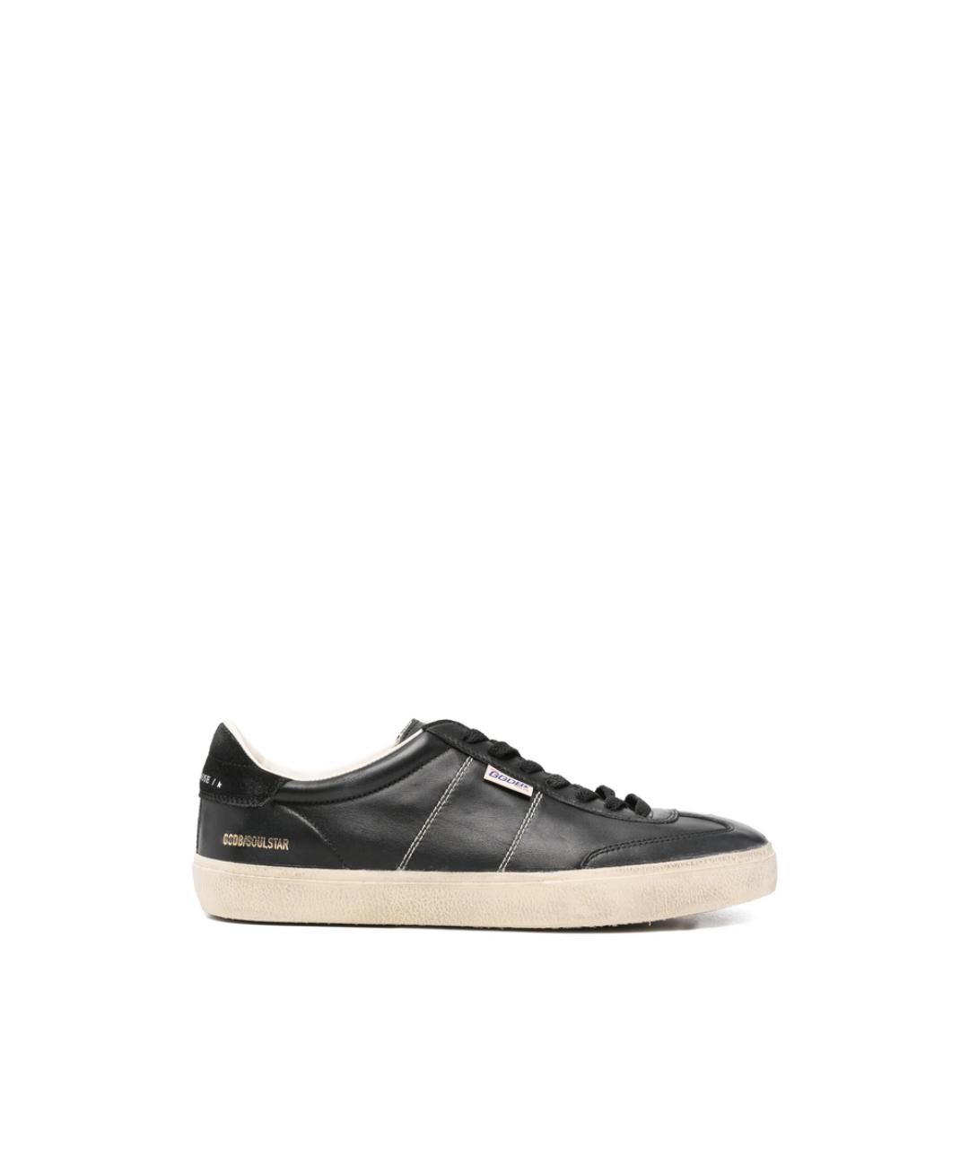 GOLDEN GOOSE Черные кожаные низкие кроссовки / кеды, фото 1