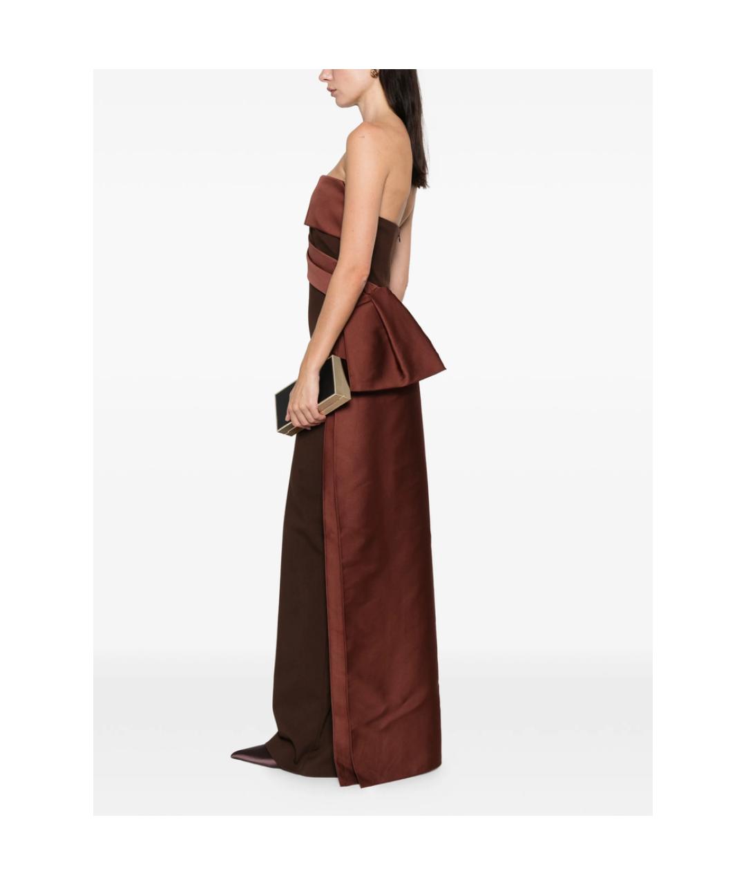 ROLAND MOURET Коричневое полиэстеровое вечернее платье, фото 4