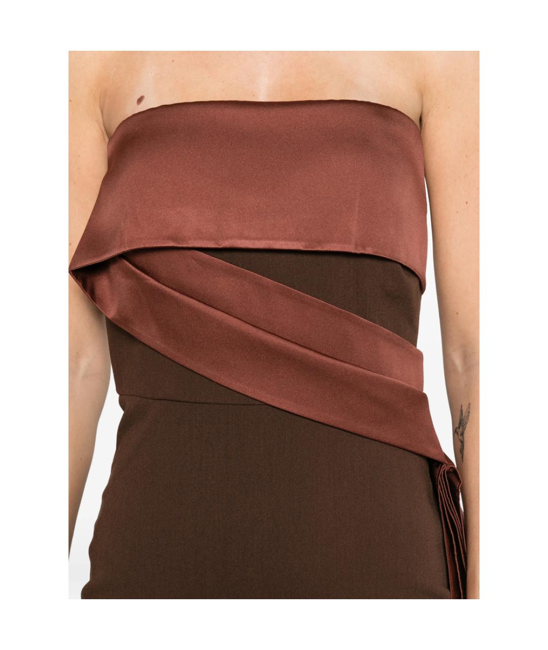 ROLAND MOURET Коричневое полиэстеровое вечернее платье, фото 5