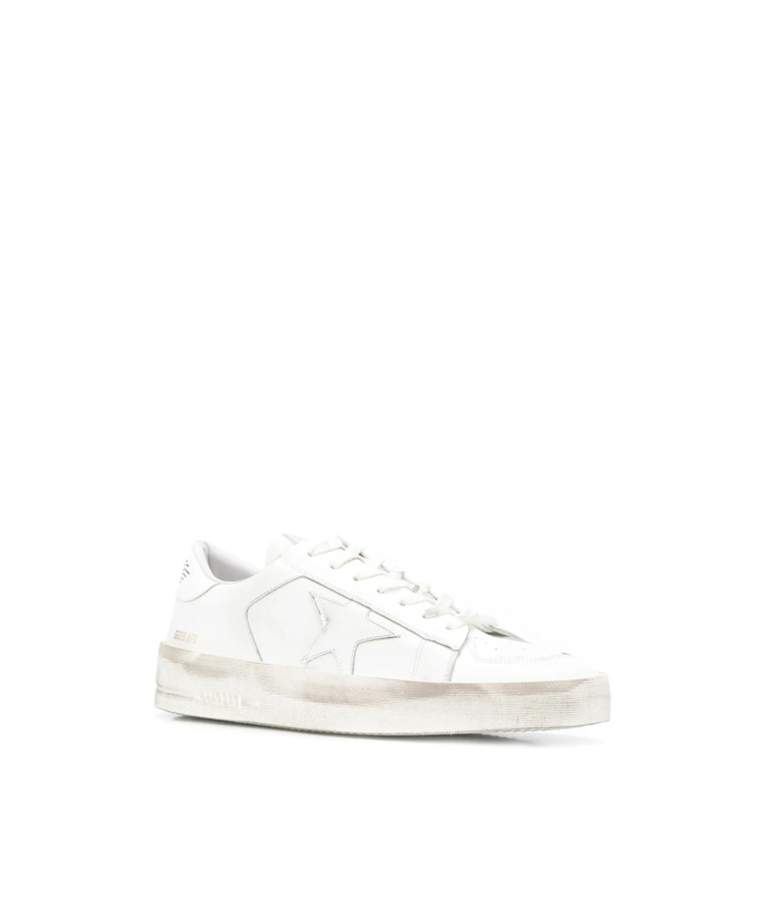 GOLDEN GOOSE Белые кожаные низкие кроссовки / кеды, фото 2