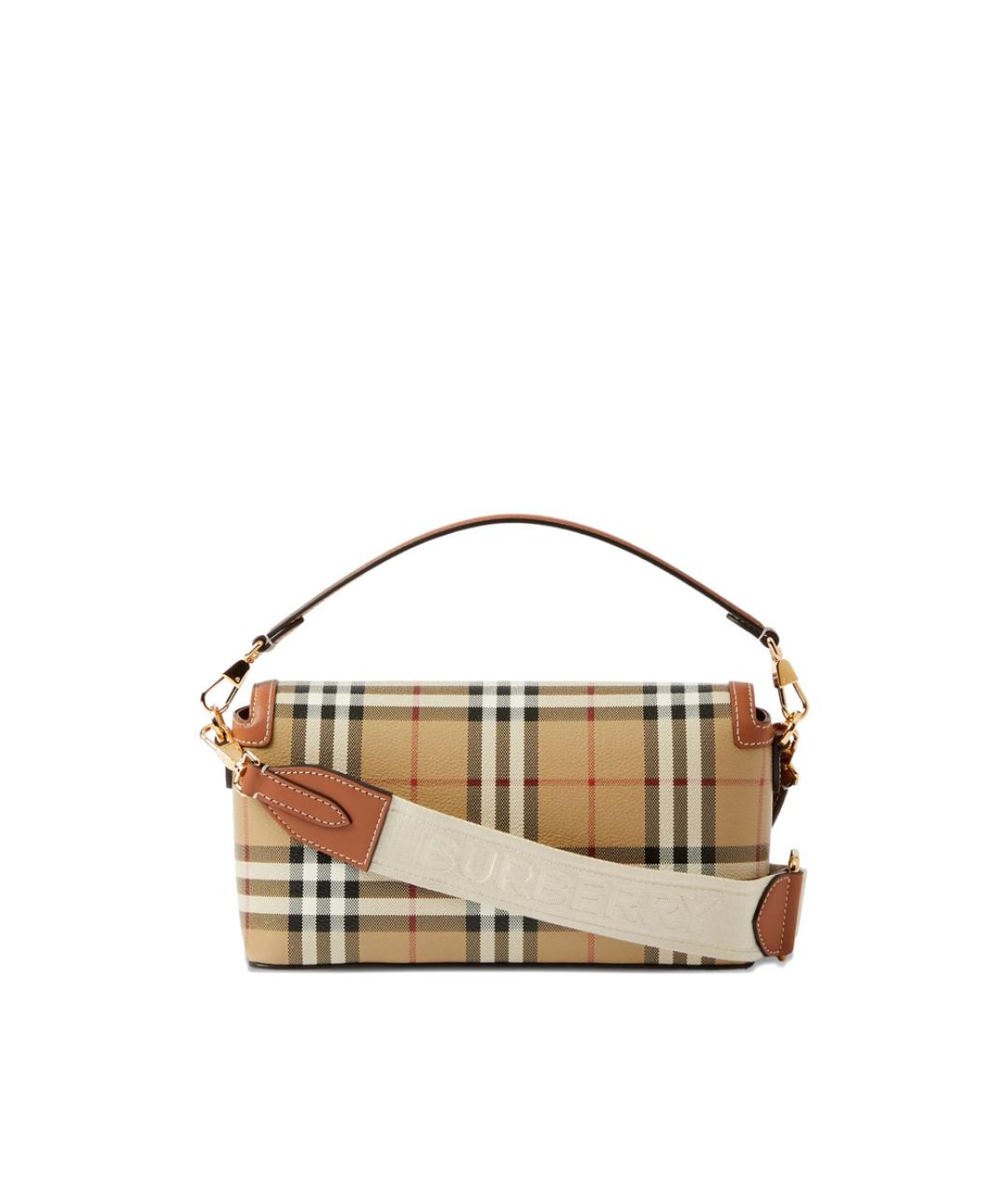 BURBERRY Коричневая синтетическая сумка с короткими ручками, фото 5