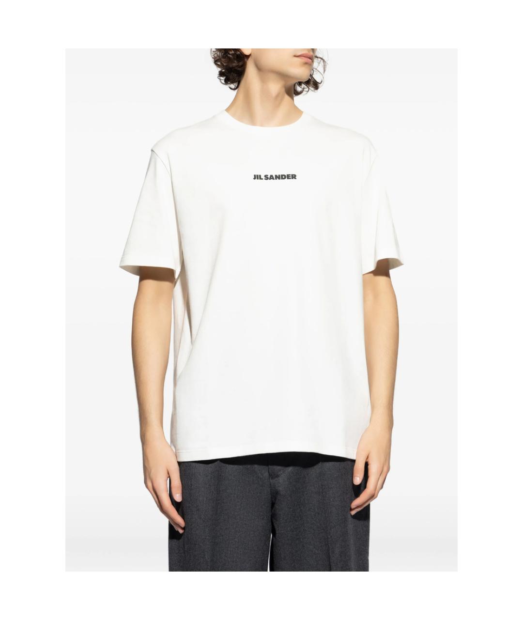 JIL SANDER Белая хлопковая футболка, фото 4