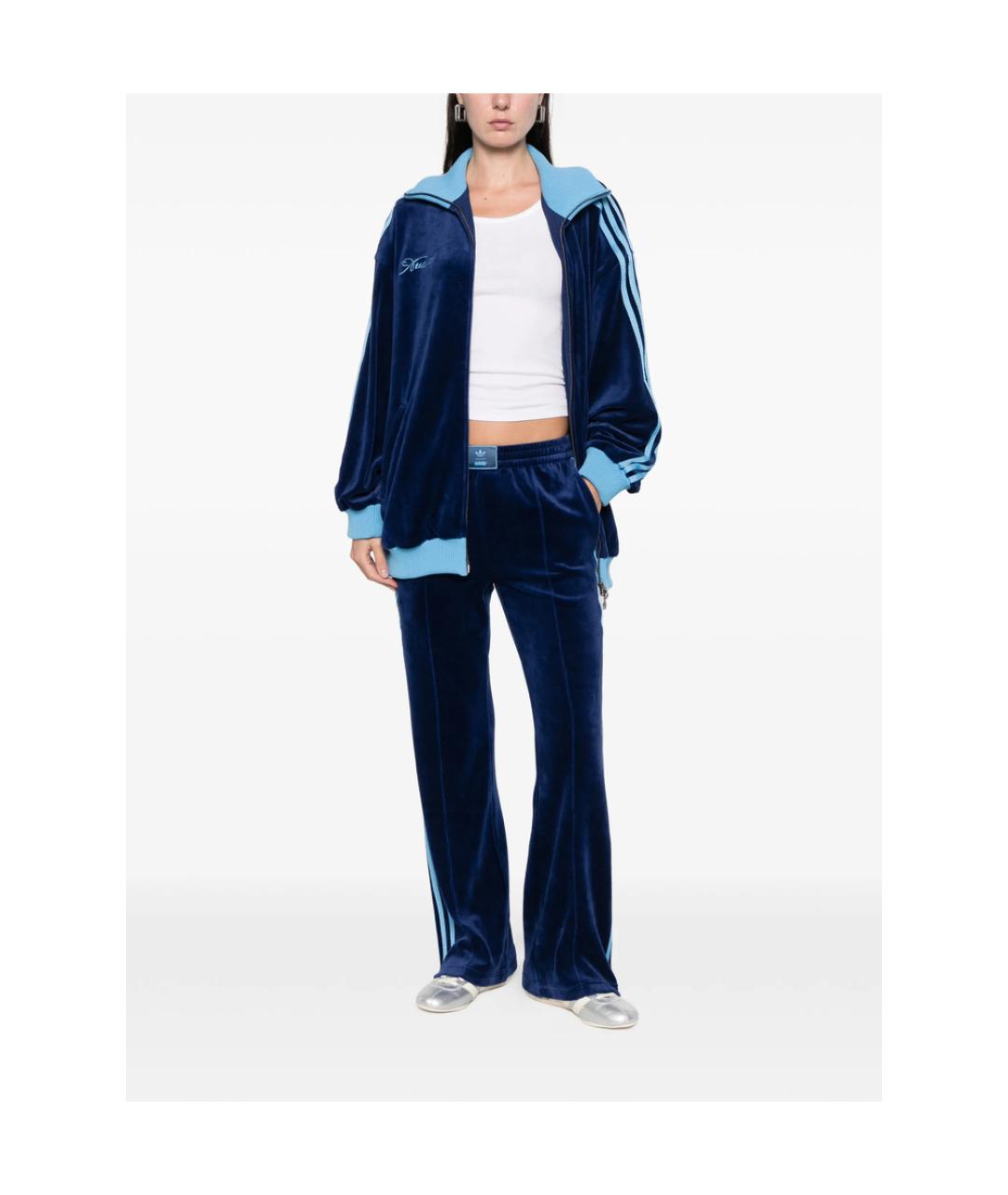 ADIDAS Синие бархатные повседневные брюки, фото 5