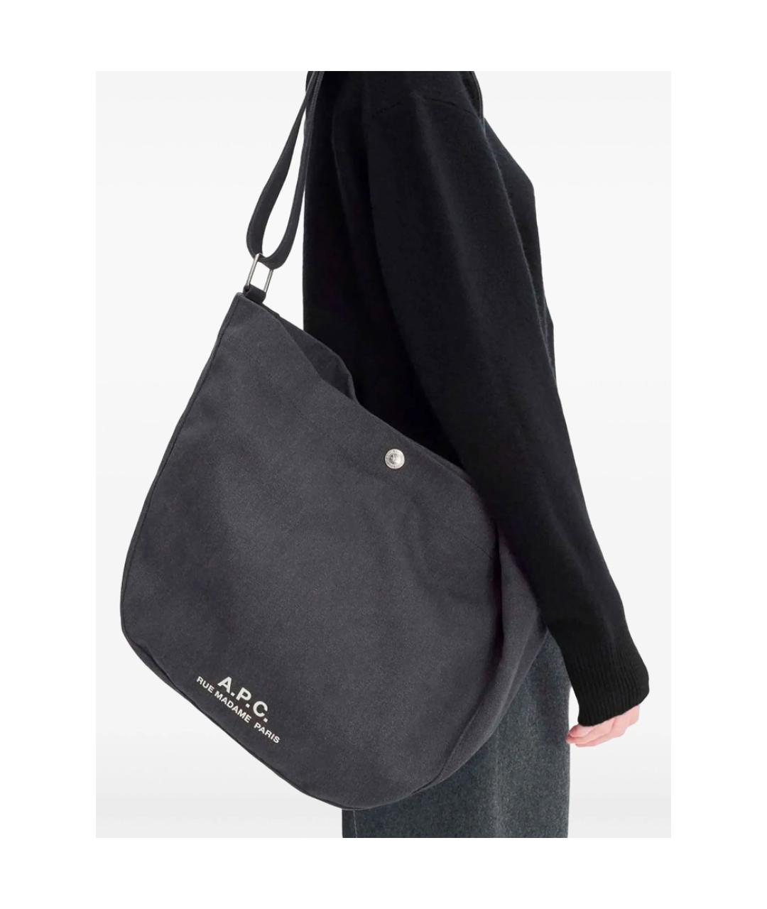 A.P.C. Черная тканевая сумка тоут, фото 4