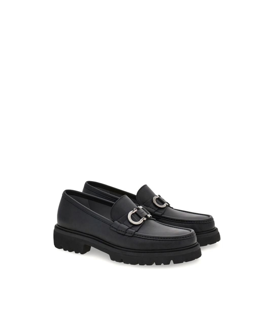 FERRAGAMO Черные кожаные лоферы, фото 2
