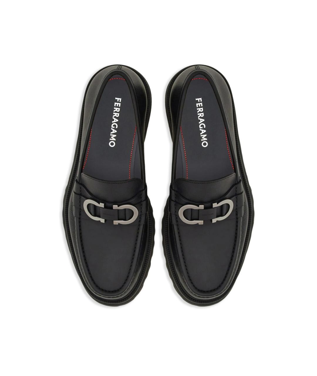 FERRAGAMO Черные кожаные лоферы, фото 3