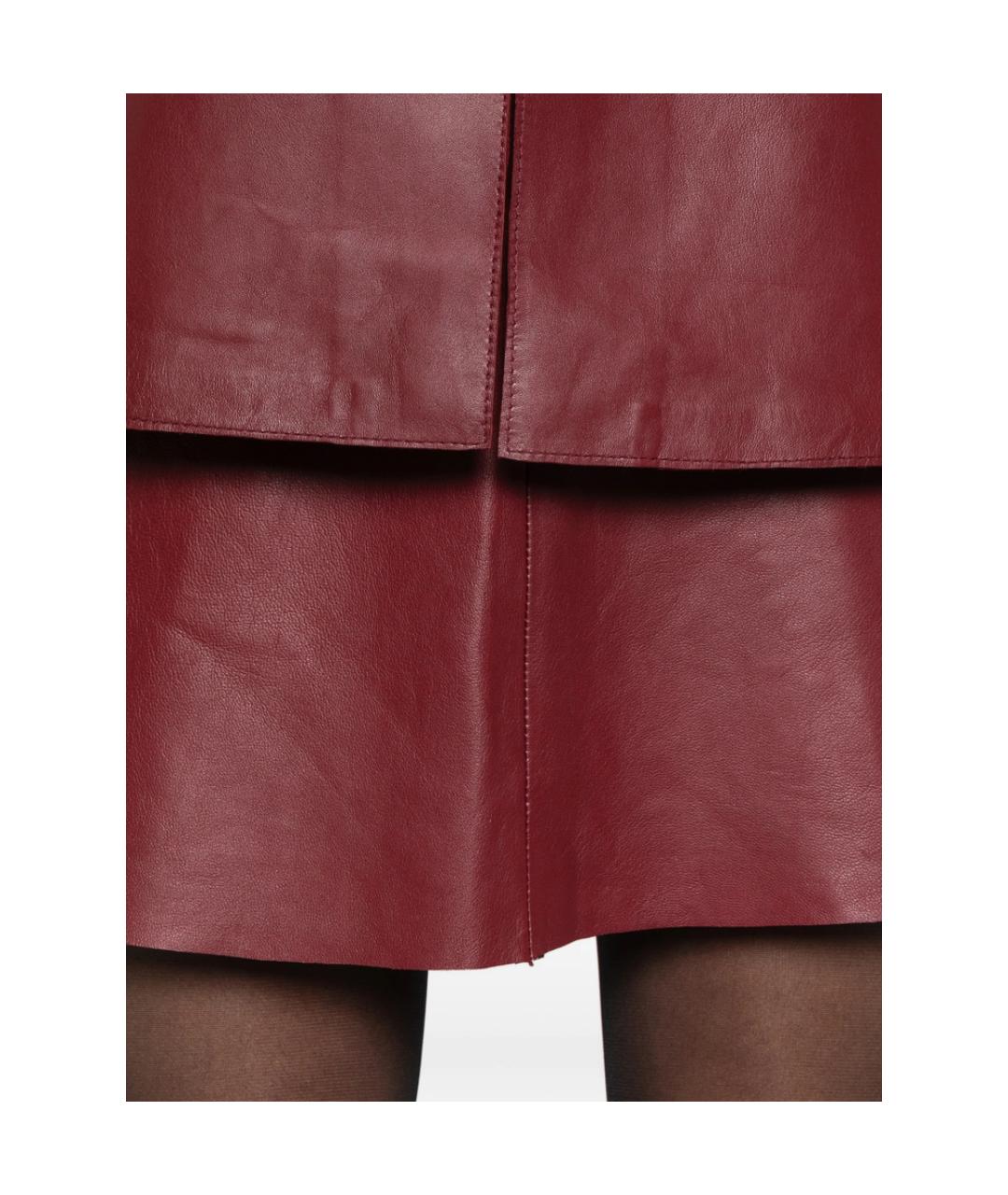 BY MALENE BIRGER Красная кожаная юбка мини, фото 2
