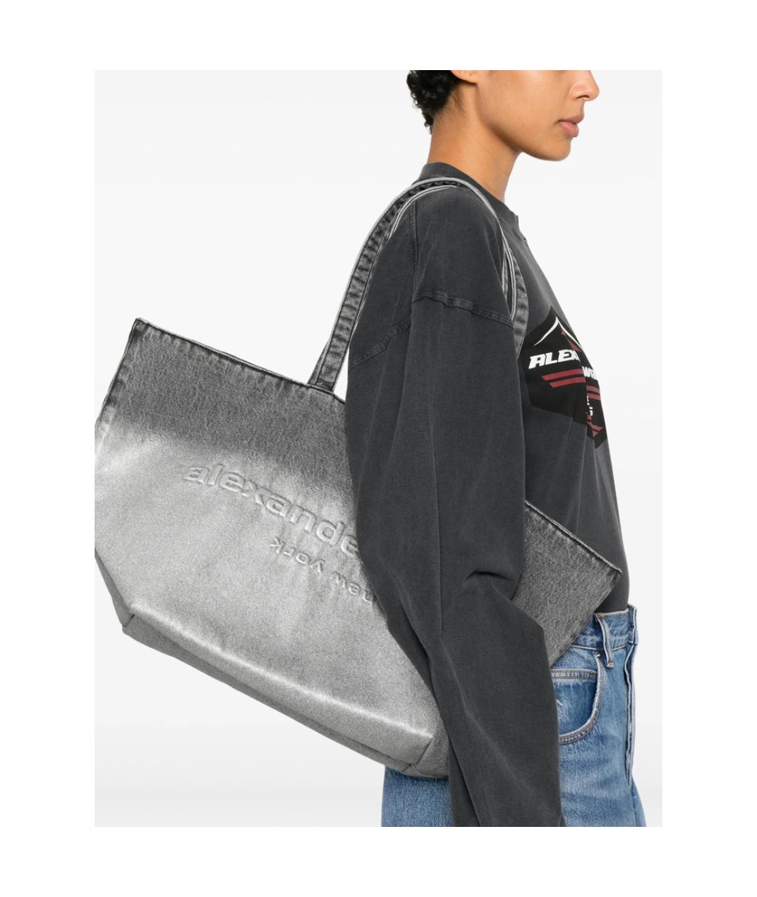 ALEXANDER WANG Серая тканевая сумка тоут, фото 4