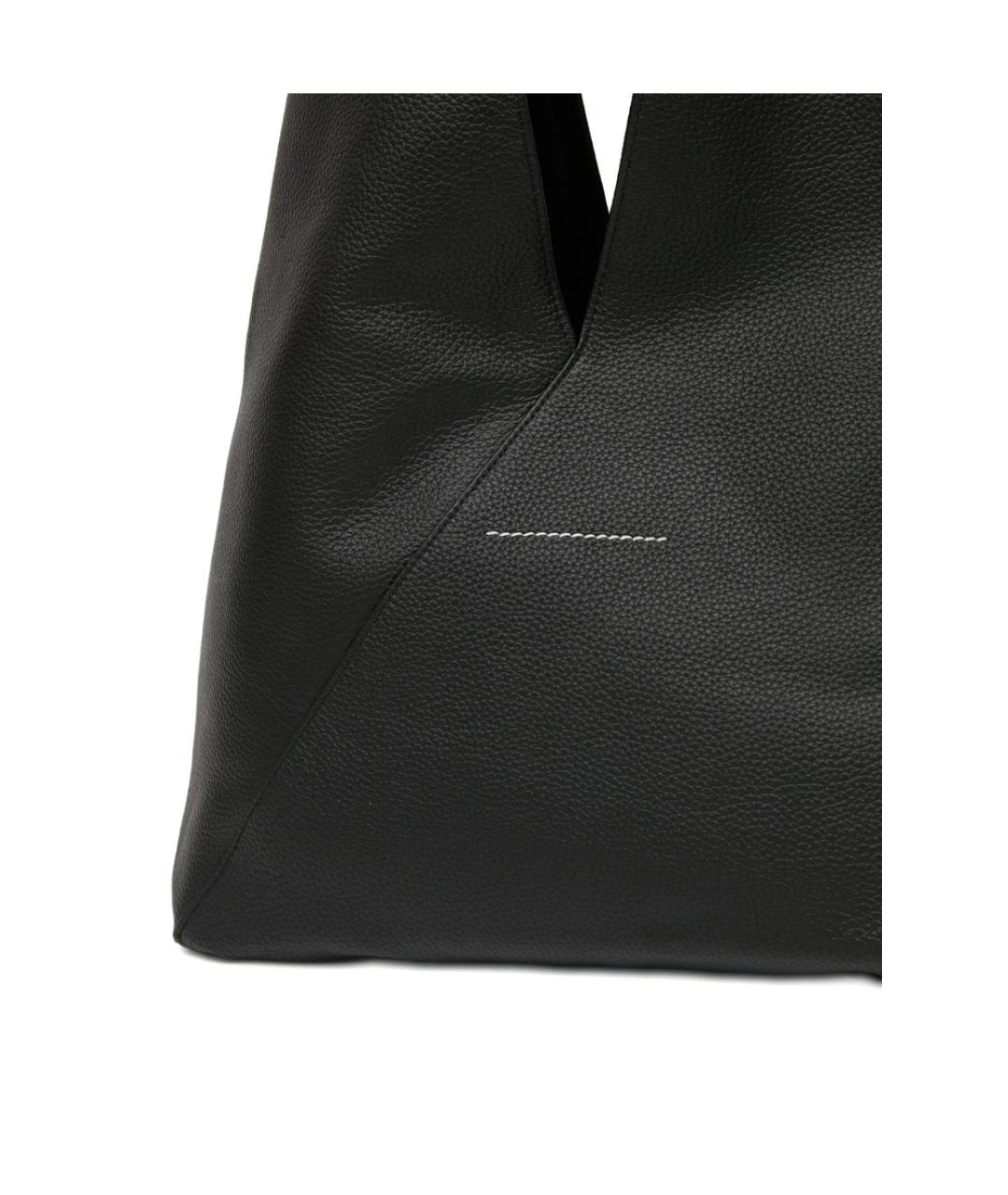 MM6 MAISON MARGIELA Черная кожаная сумка тоут, фото 3
