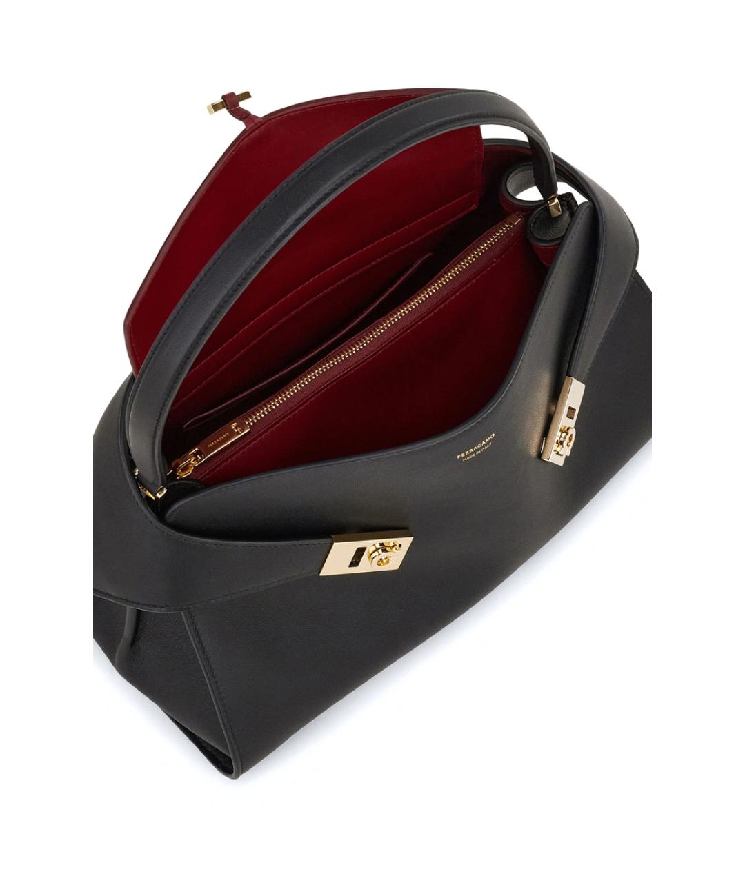 FERRAGAMO Черная кожаная сумка через плечо, фото 3