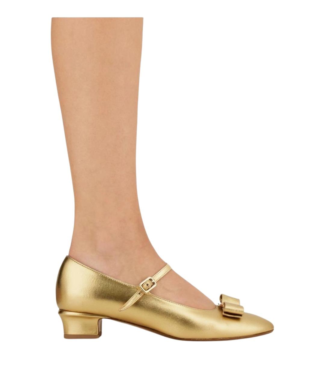 FERRAGAMO Золотые кожаные туфли, фото 2