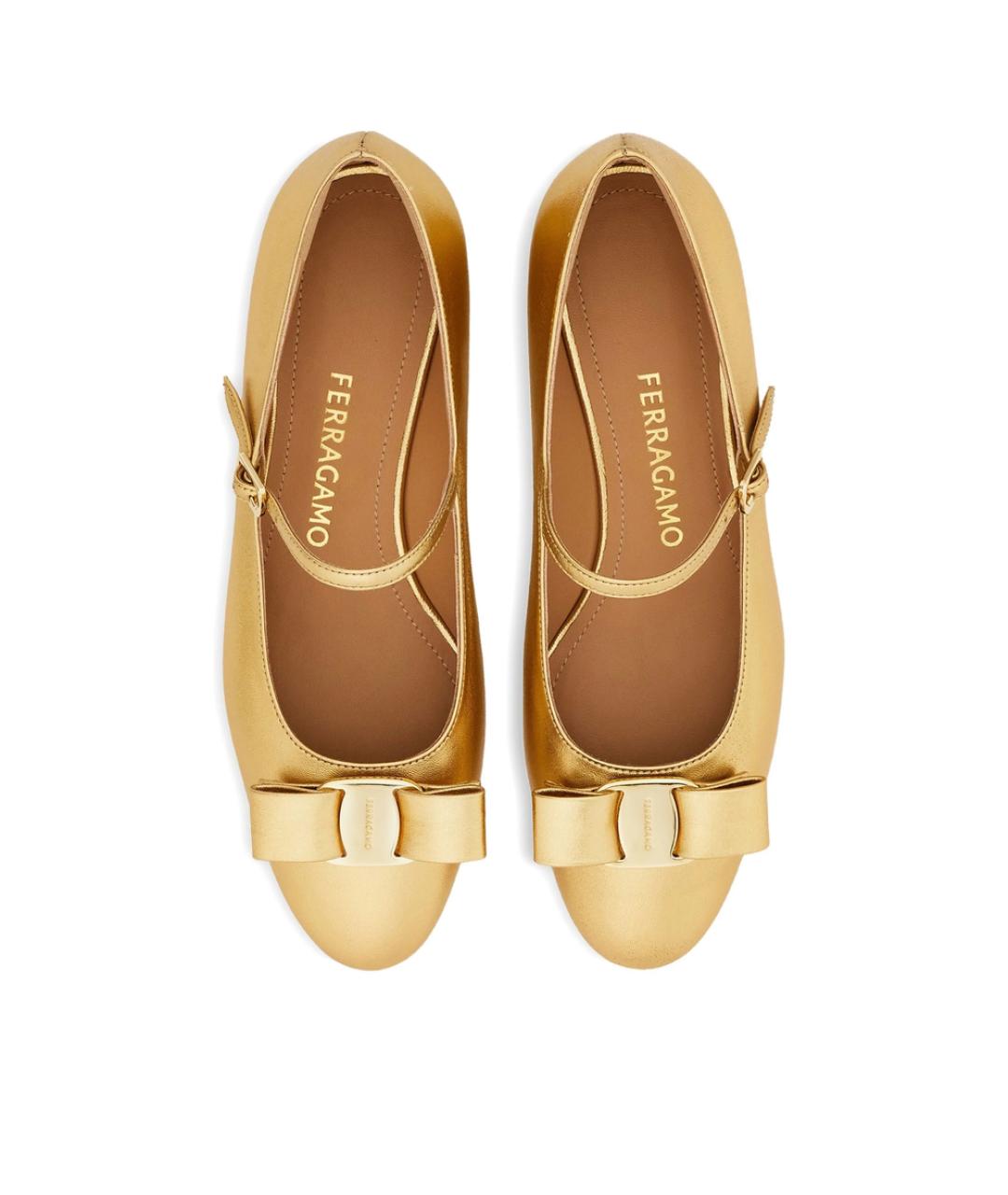 FERRAGAMO Золотые кожаные туфли, фото 4