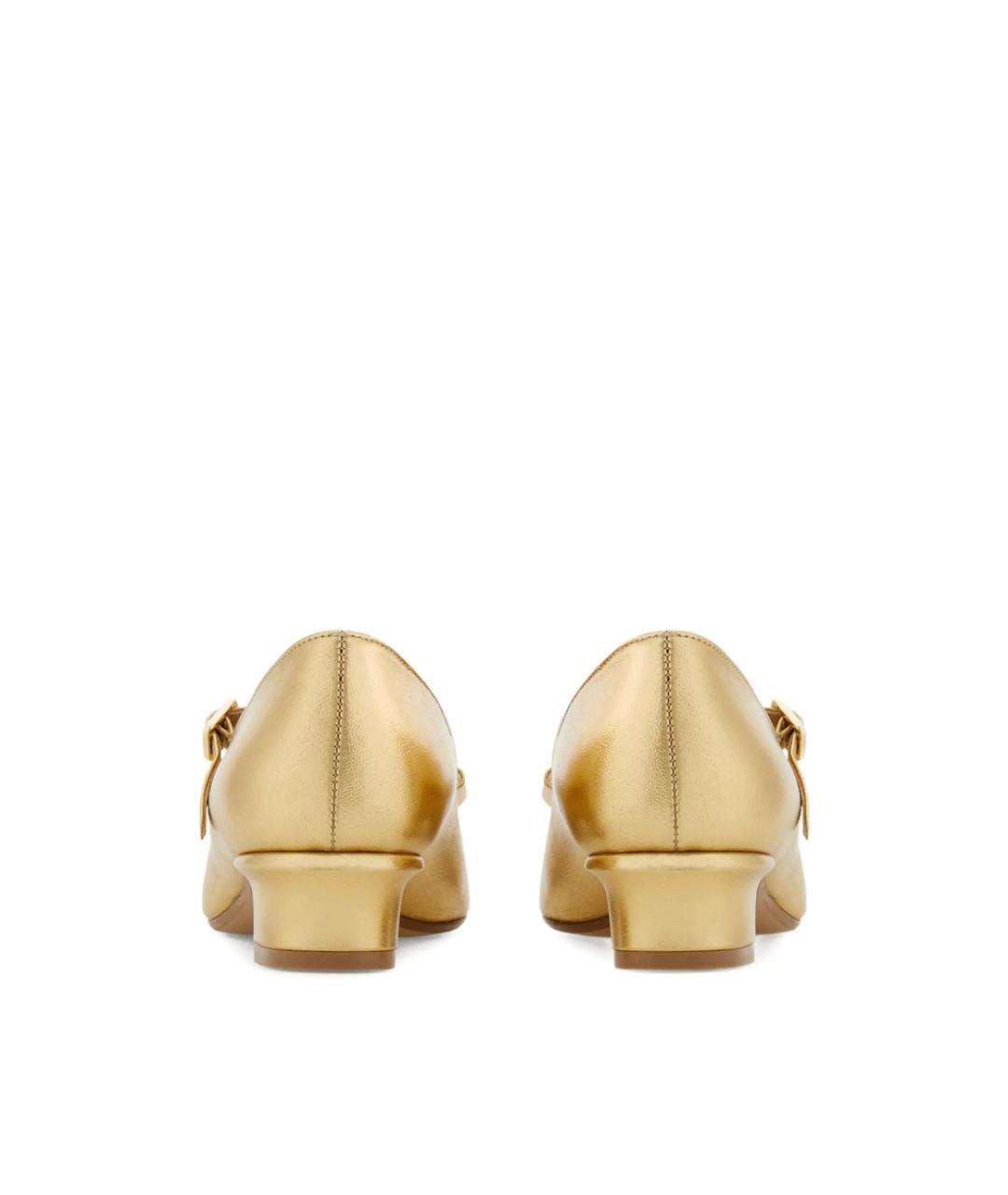 FERRAGAMO Золотые кожаные туфли, фото 3