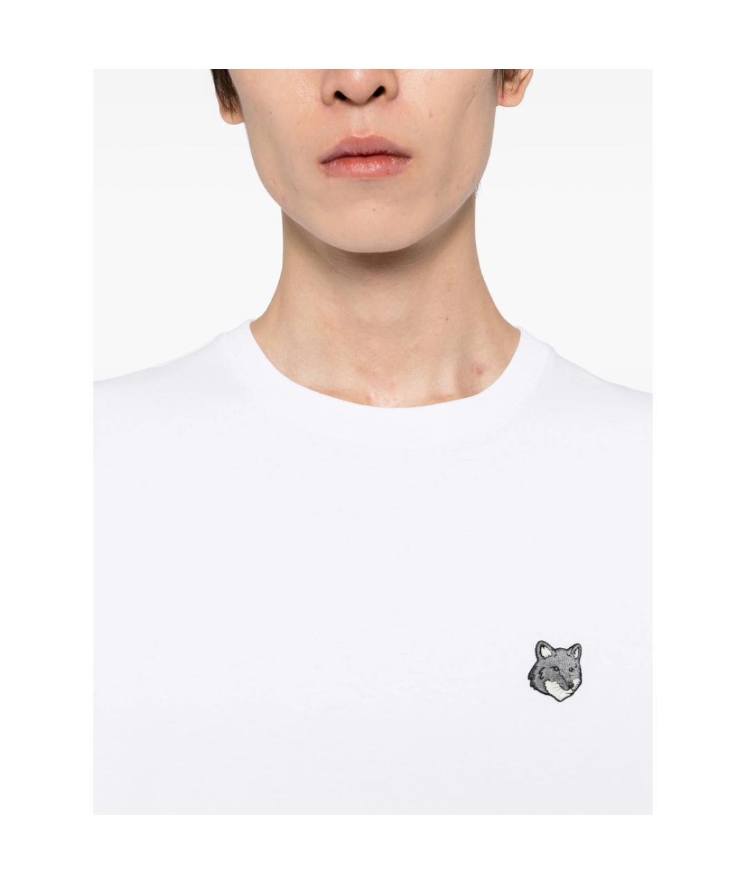 MAISON KITSUNE Белая хлопковая футболка, фото 4