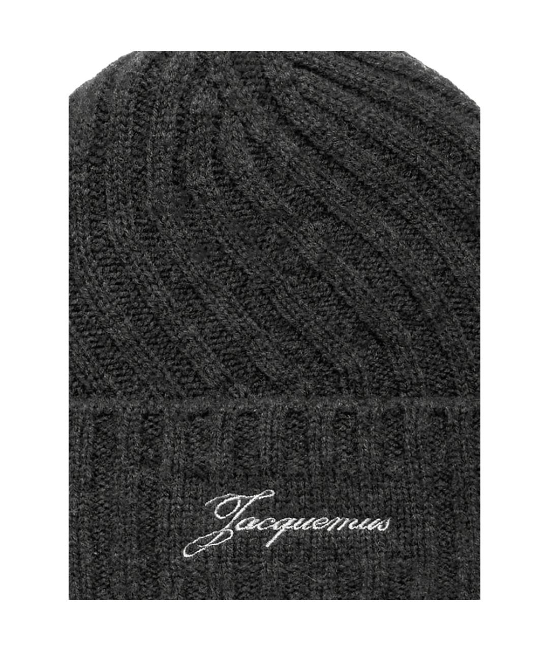 JACQUEMUS Серая кашемировая шапка, фото 2