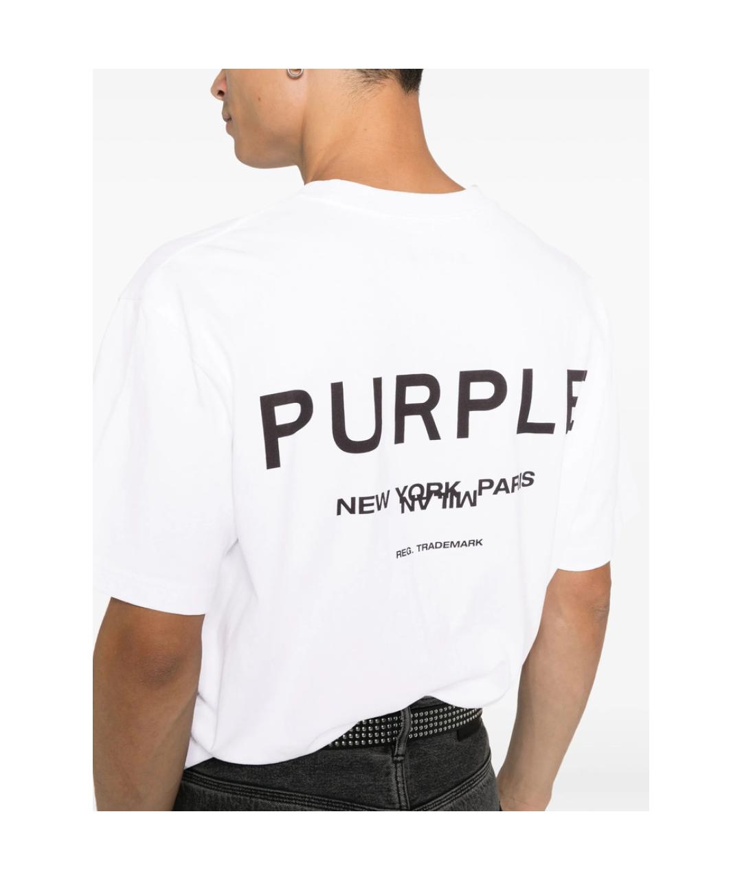 PURPLE Белая хлопковая футболка, фото 2