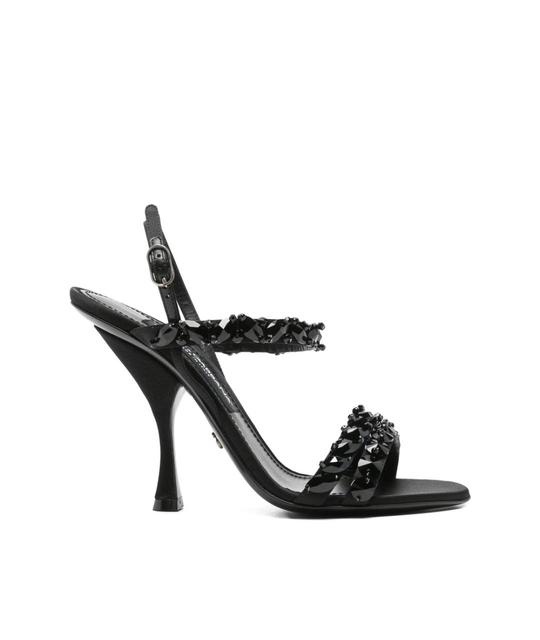 DOLCE&GABBANA Черные кожаные босоножки, фото 1