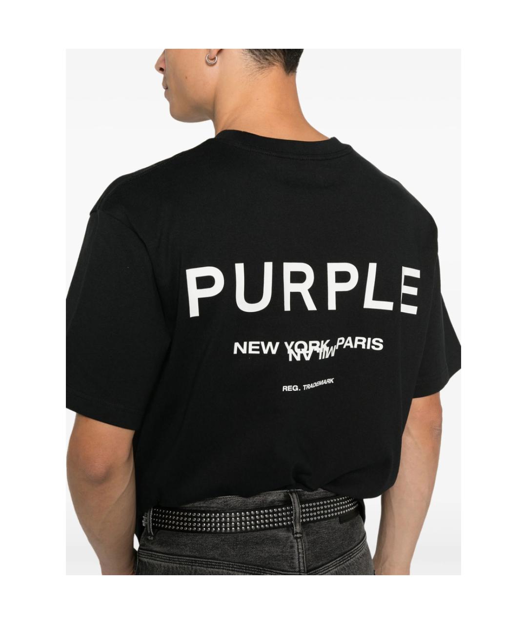 PURPLE Черная хлопковая футболка, фото 5
