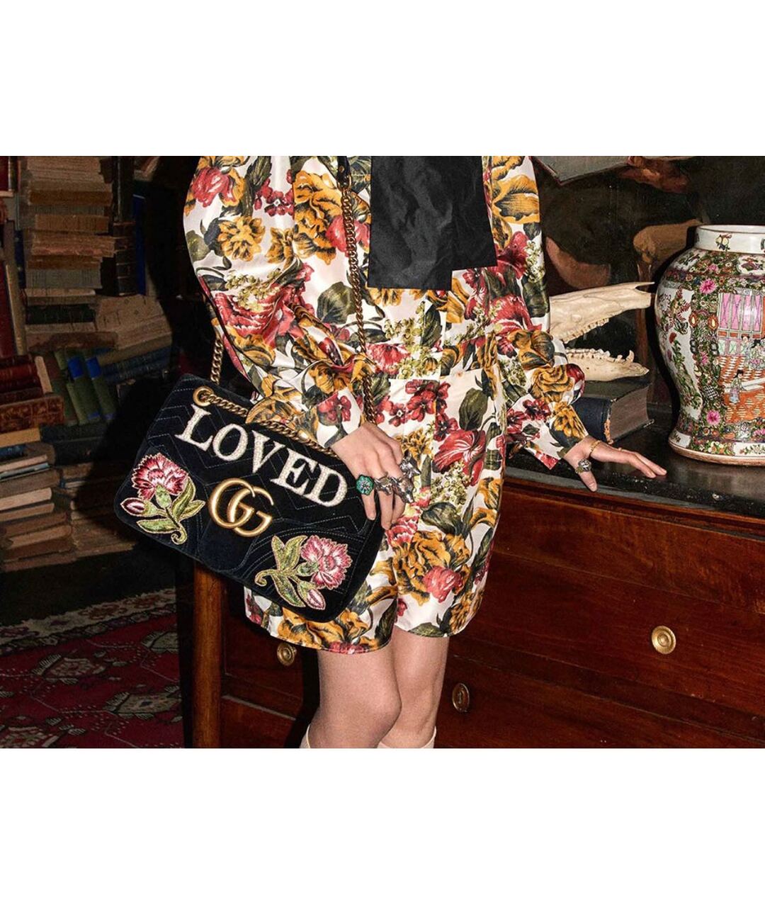 GUCCI Черная бархатная сумка тоут, фото 8