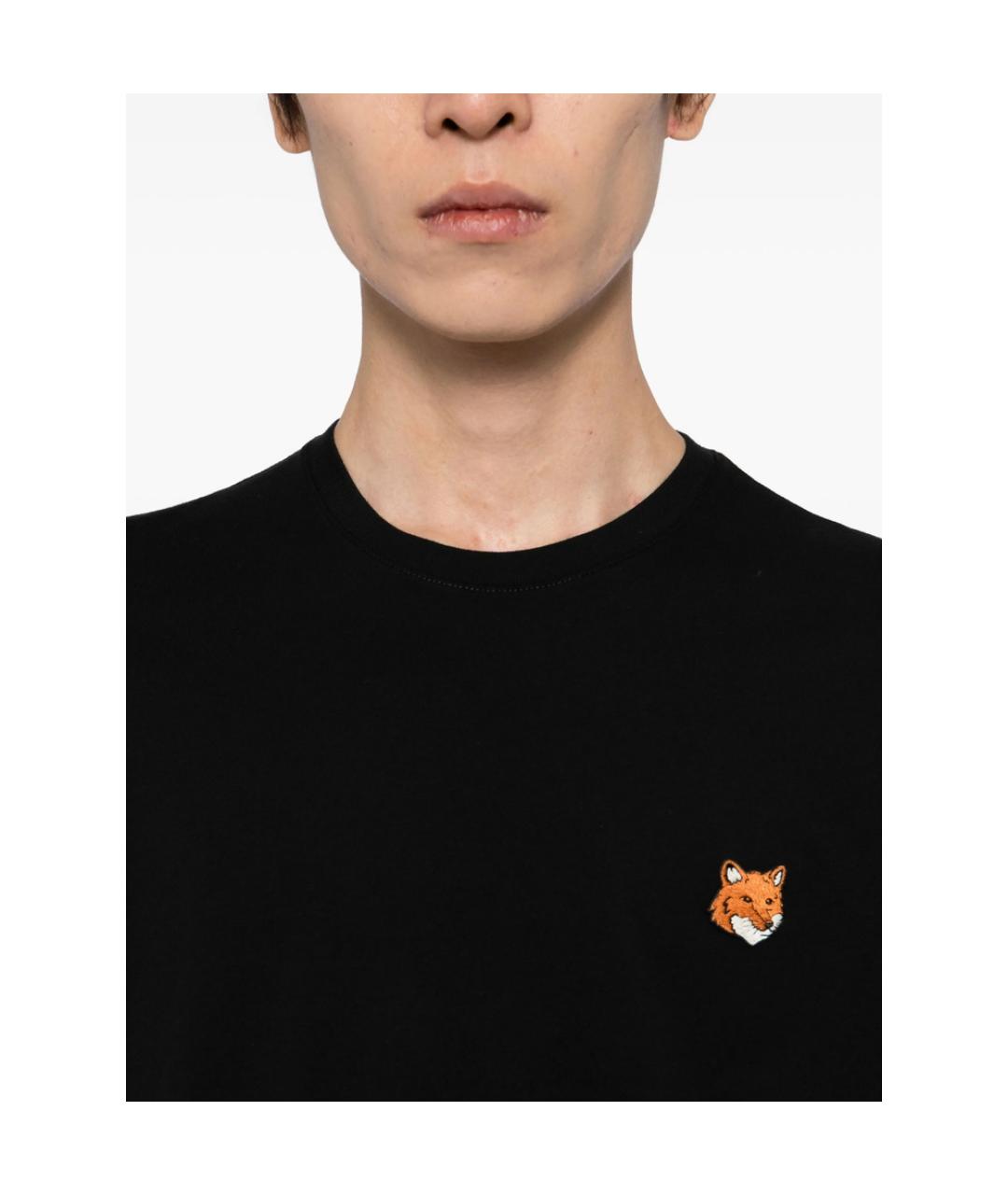 MAISON KITSUNE Черная хлопковая футболка, фото 3