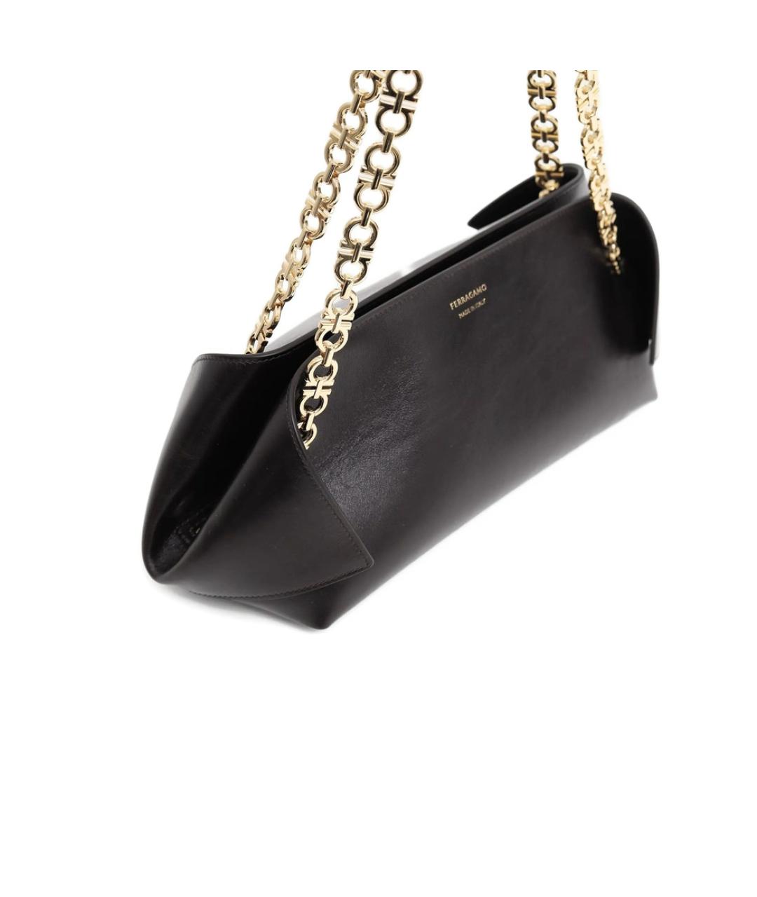 FERRAGAMO Черная кожаная сумка через плечо, фото 3