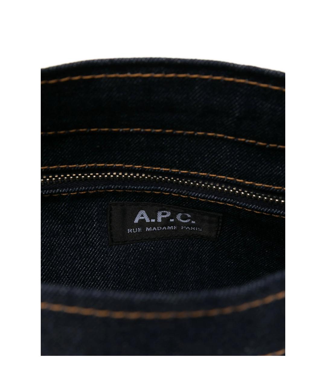 A.P.C. Синяя кожаная сумка тоут, фото 5