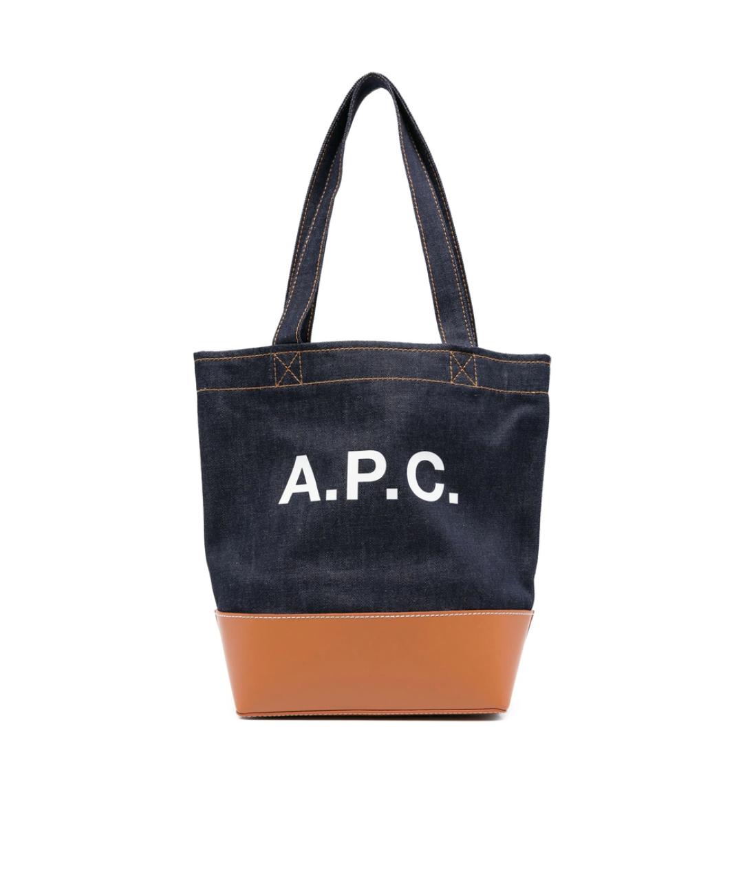 A.P.C. Синяя кожаная сумка тоут, фото 1