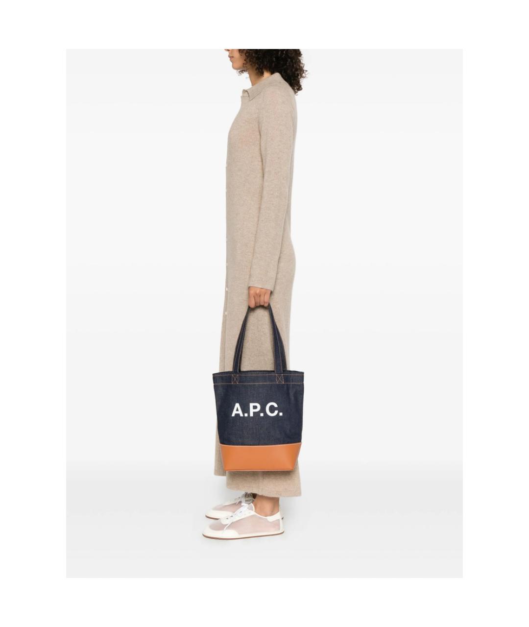 A.P.C. Синяя кожаная сумка тоут, фото 3