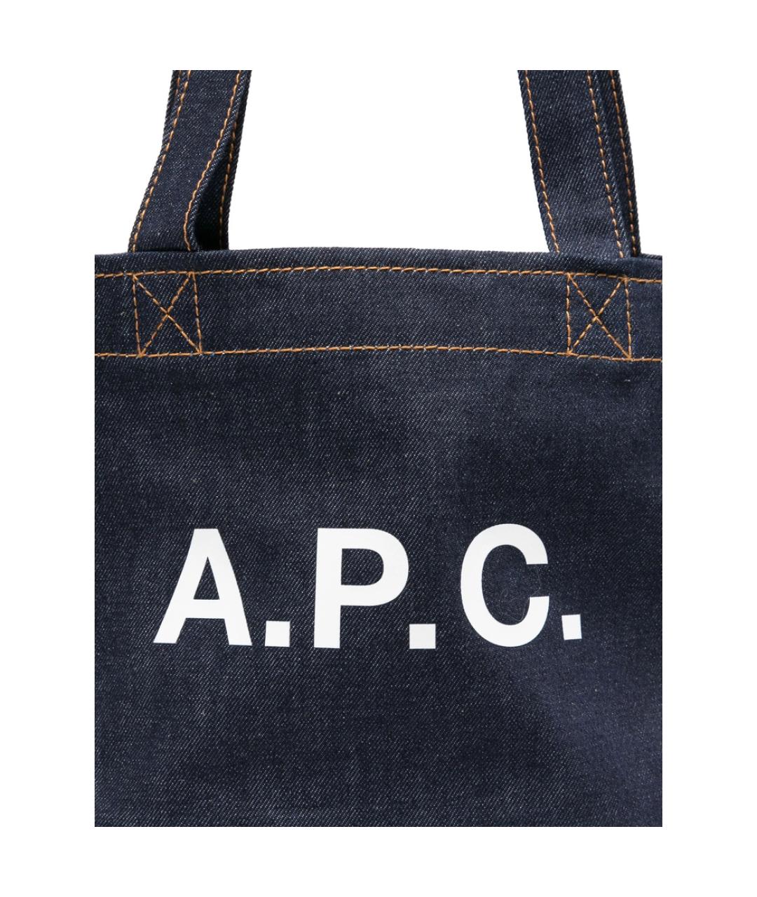 A.P.C. Синяя кожаная сумка тоут, фото 4