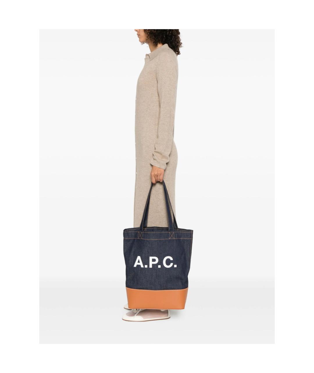 A.P.C. Синяя тканевая сумка тоут, фото 4