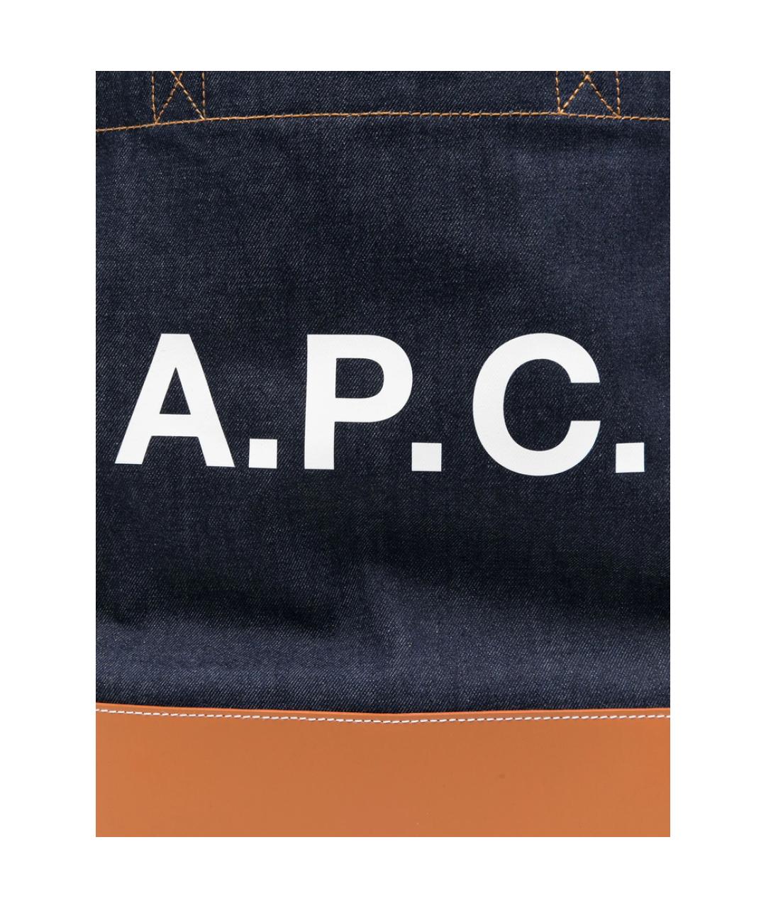 A.P.C. Синяя тканевая сумка тоут, фото 3