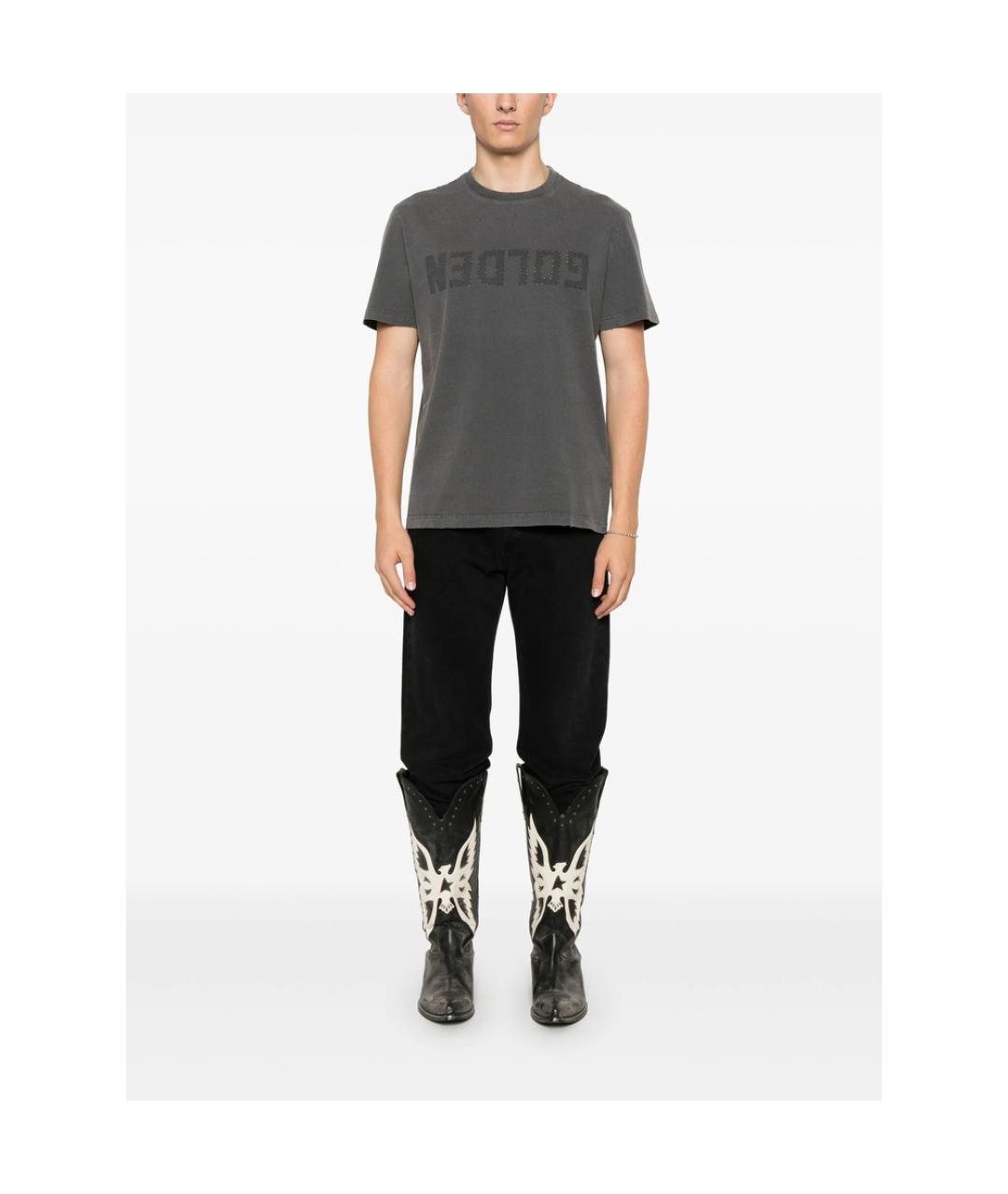 GOLDEN GOOSE DELUXE BRAND Серая хлопковая футболка, фото 4