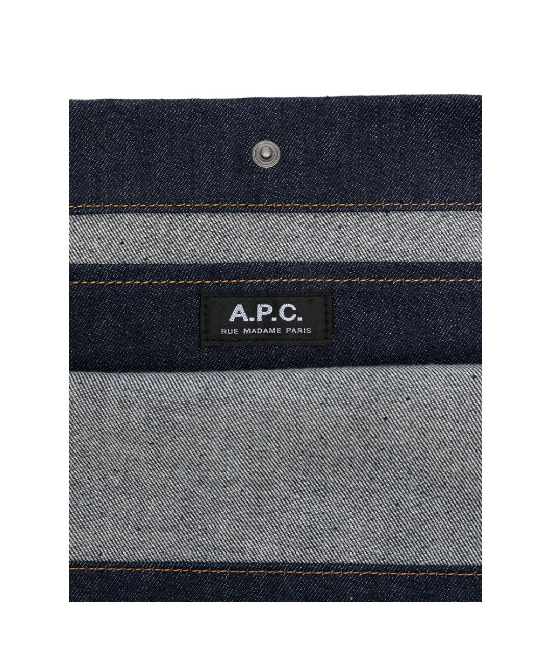 A.P.C. Синяя хлопковая сумка через плечо, фото 3