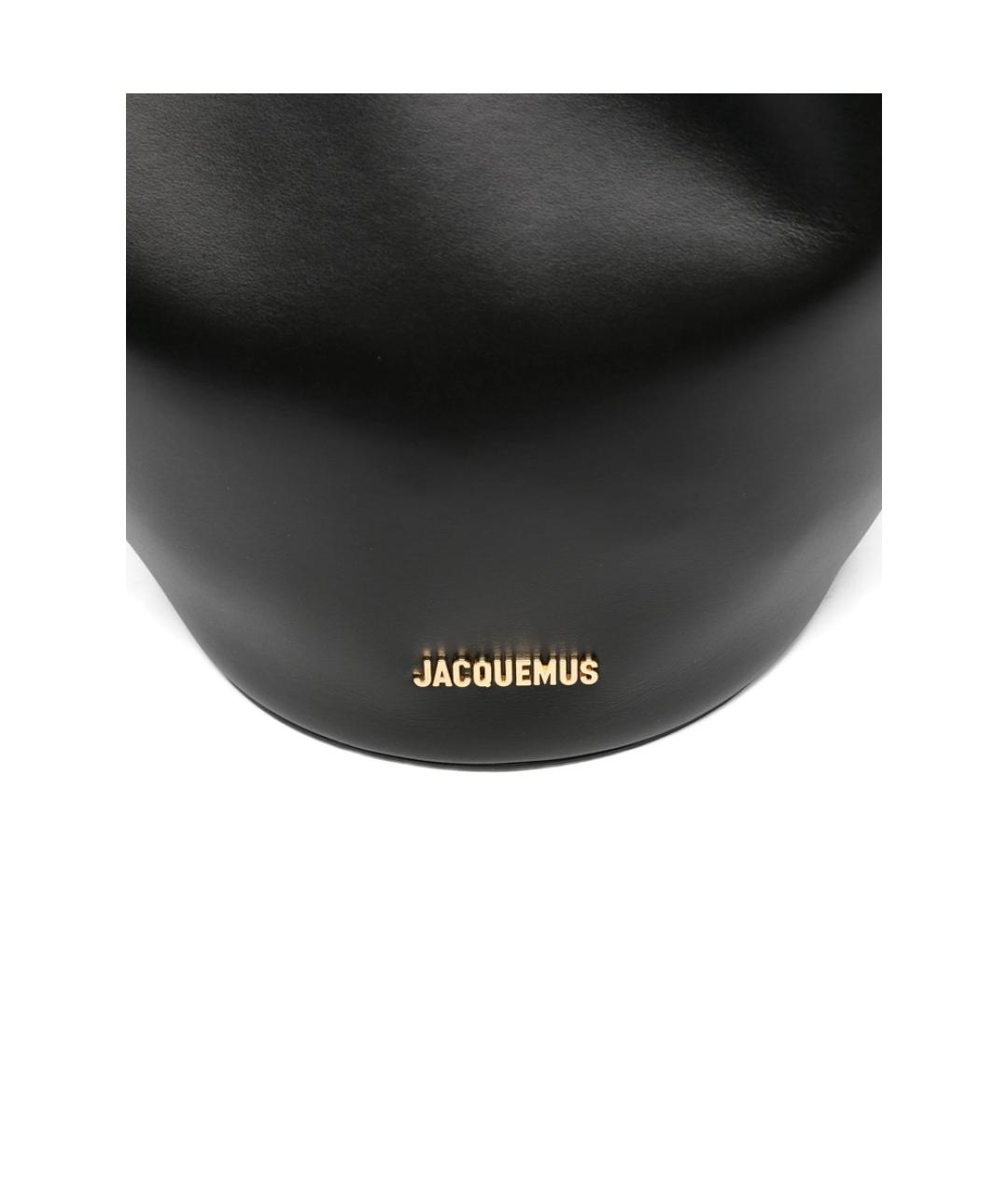 JACQUEMUS Черная кожаная сумка тоут, фото 5
