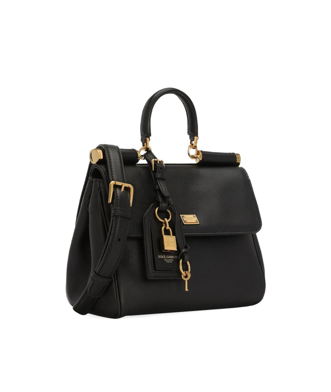 DOLCE&GABBANA Черная кожаная сумка тоут, фото 3