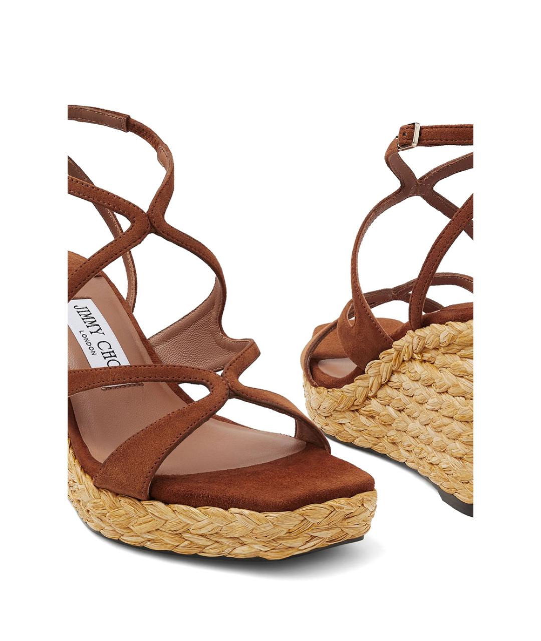 JIMMY CHOO Коричневые кожаные босоножки, фото 4