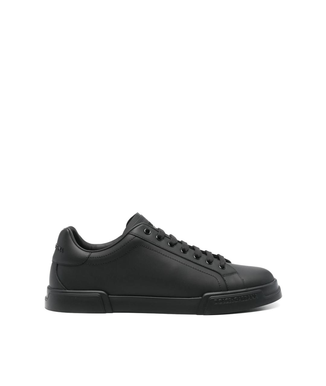 DOLCE&GABBANA Черные кожаные низкие кроссовки / кеды, фото 1
