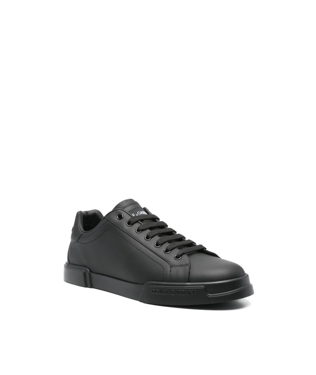 DOLCE&GABBANA Черные кожаные низкие кроссовки / кеды, фото 3