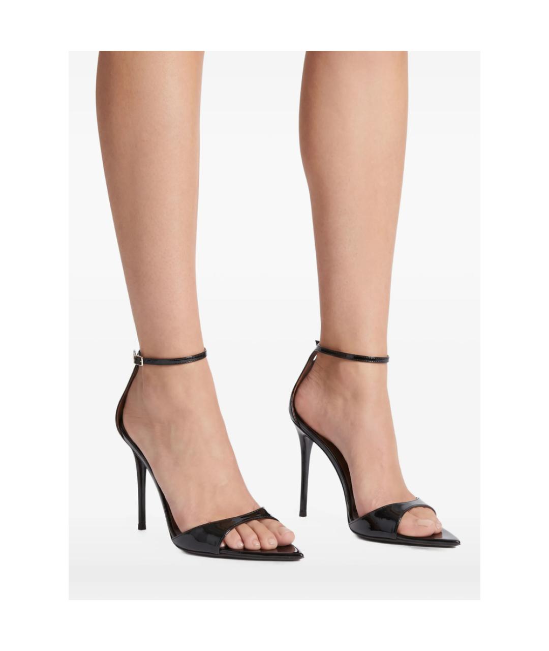GIUSEPPE ZANOTTI DESIGN Черные босоножки из лакированной кожи, фото 5