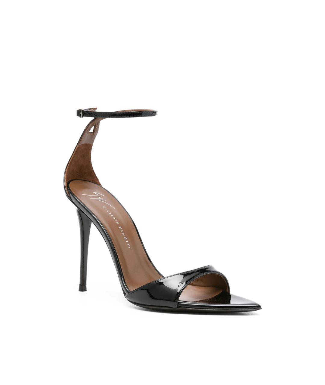 GIUSEPPE ZANOTTI DESIGN Черные босоножки из лакированной кожи, фото 4
