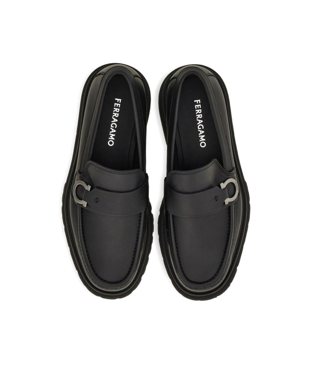 FERRAGAMO Черные кожаные лоферы, фото 3