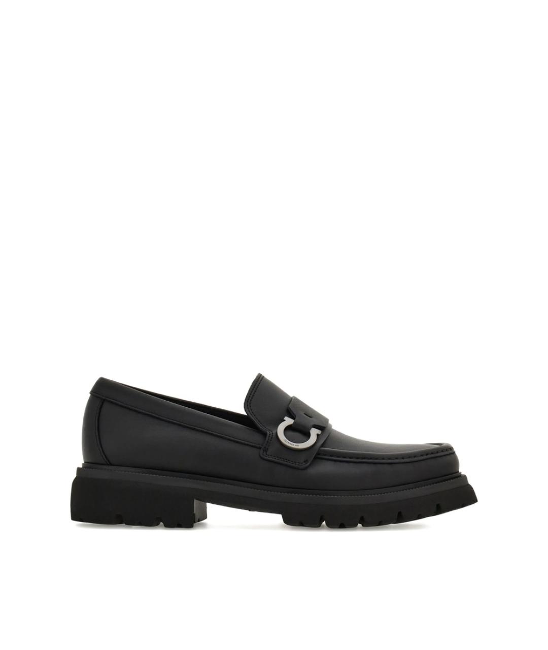 FERRAGAMO Черные кожаные лоферы, фото 1