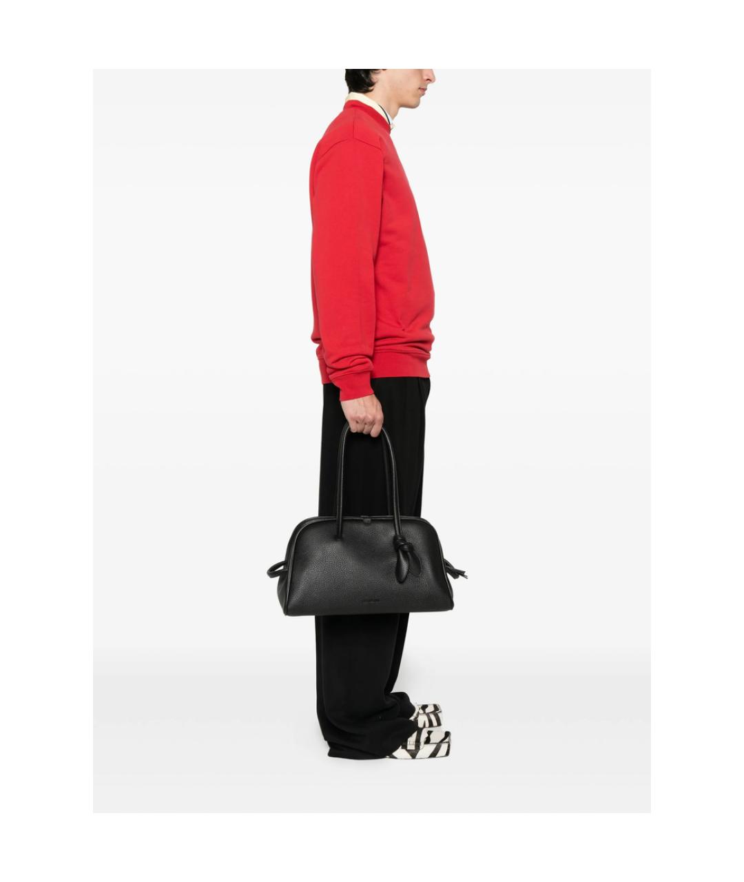 JACQUEMUS Черная кожаная сумка тоут, фото 2