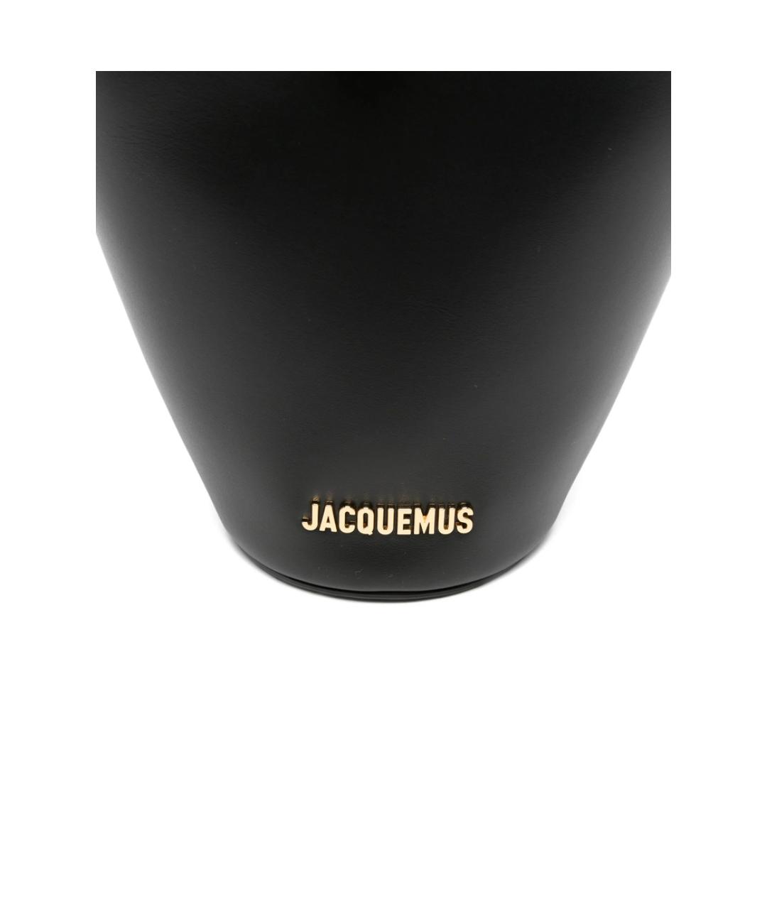 JACQUEMUS Черная кожаная сумка тоут, фото 2