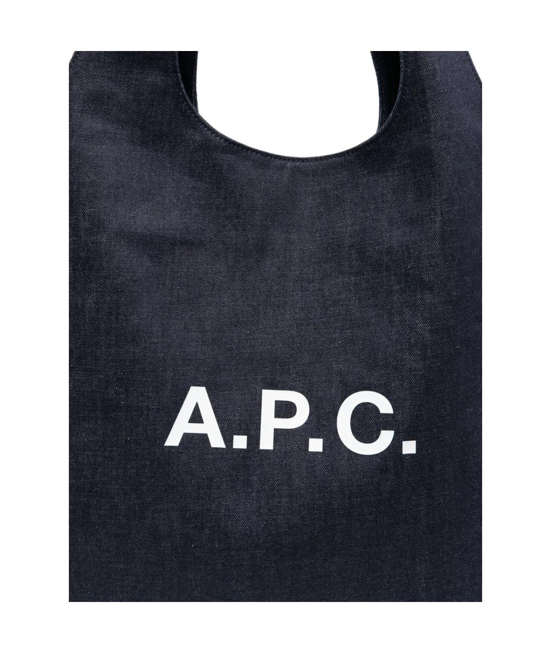 A.P.C. Синяя хлопковая сумка тоут, фото 4