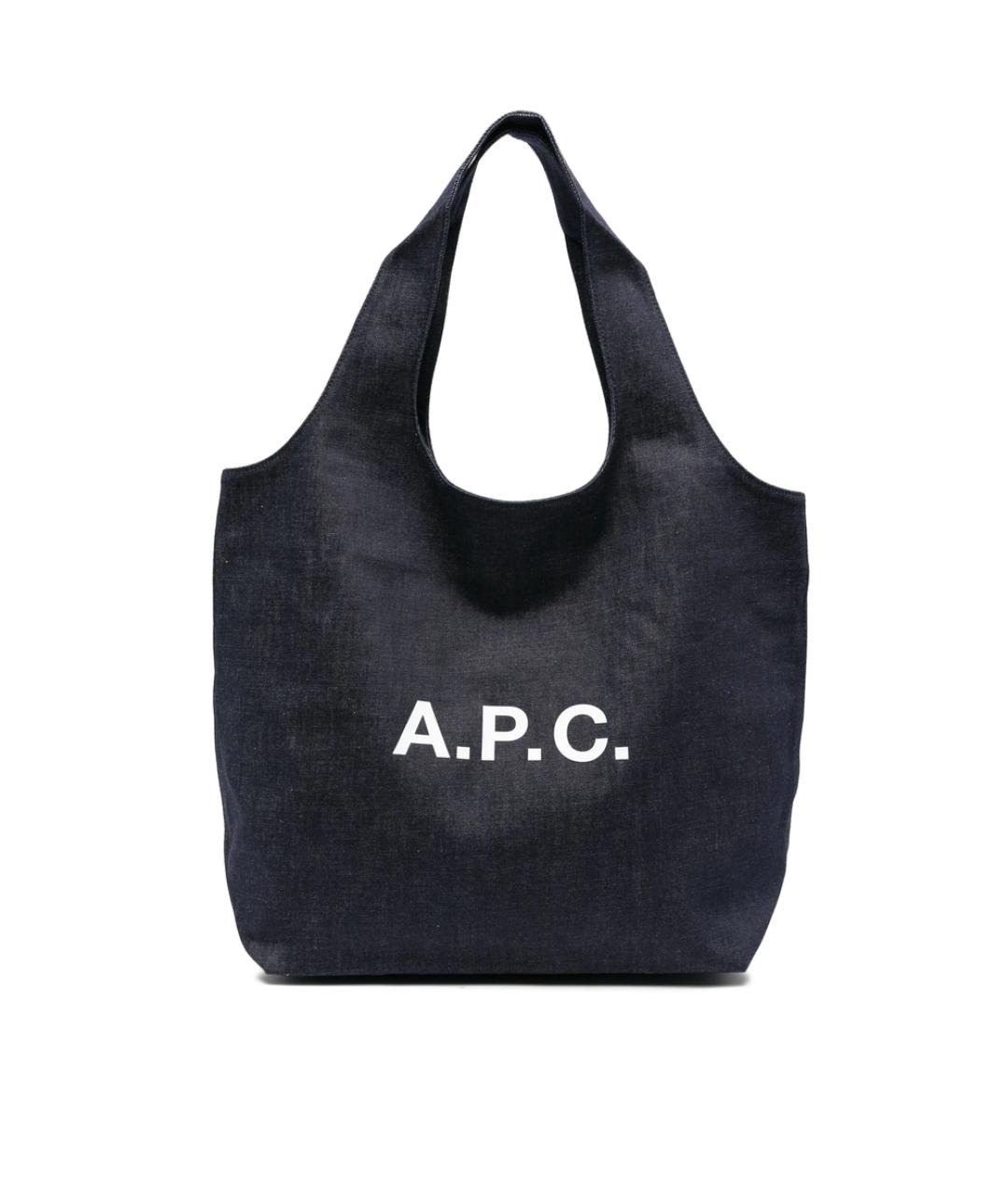 A.P.C. Синяя хлопковая сумка тоут, фото 1