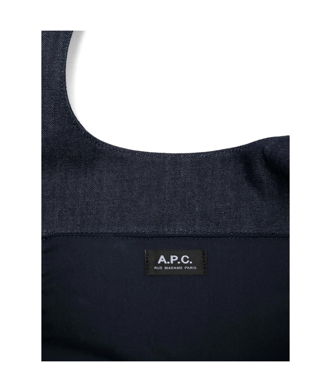 A.P.C. Синяя хлопковая сумка тоут, фото 3